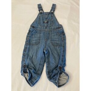 OshKosh B'Gosh Denim Overalls Toddler Size 18M Adjustable Straps Button‎ Accents